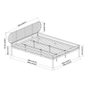 Letto in metallo Linköping con testiera ovale e materasso [en.casa]