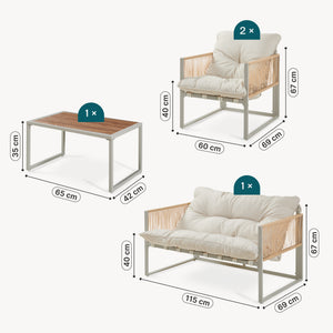 Set Salottino da Giardino Karg di 4 Mobili Tavolino Divano e 2 Poltrone casa.pro