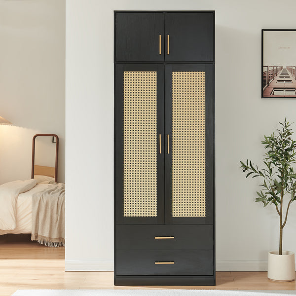 Armadio da Guardaroba Larundi con 4 Ante e 2 Cassetti 216 x 80 x 52 cm [en.casa]
