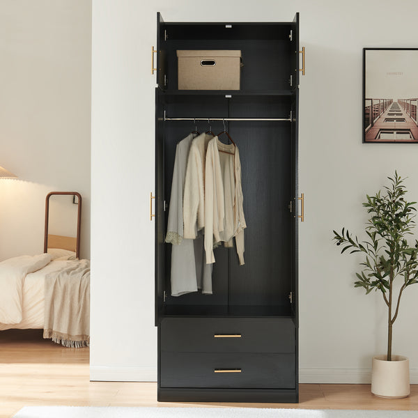 Armadio da Guardaroba Larundi con 4 Ante e 2 Cassetti 216 x 80 x 52 cm [en.casa]