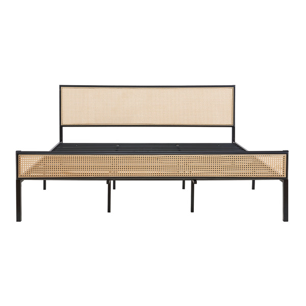 Letto in metallo Linköping con testiera rettangolare [en.casa]