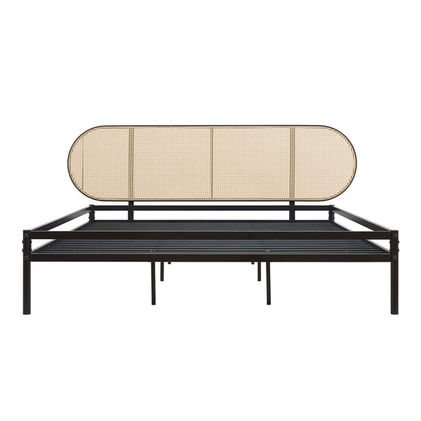 Letto in metallo Linköping con testiera ovale [en.casa]