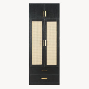 Armadio da Guardaroba Larundi con 4 Ante e 2 Cassetti 216 x 80 x 52 cm [en.casa]