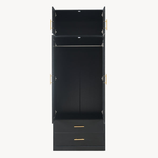 Armadio da Guardaroba Larundi con 4 Ante e 2 Cassetti 216 x 80 x 52 cm [en.casa]