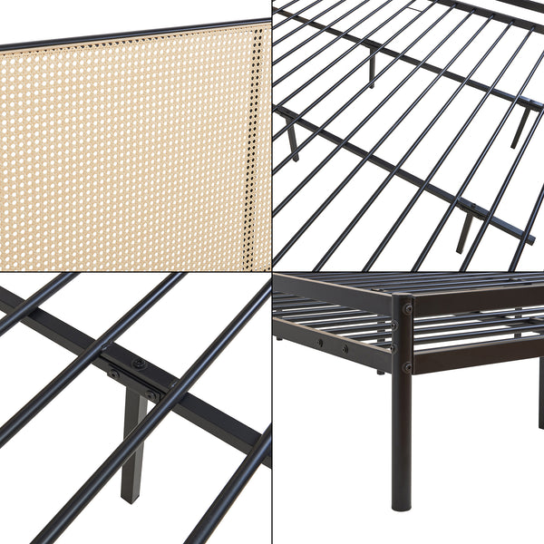 Letto in metallo Linköping con testiera ovale [en.casa]