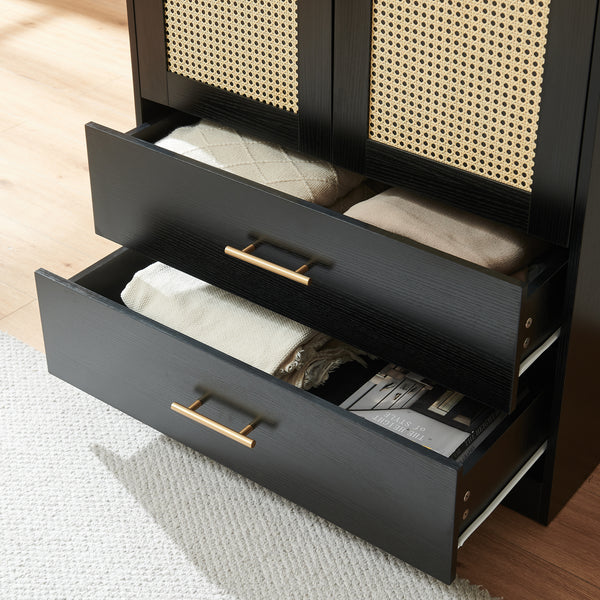 Armadio da Guardaroba Larundi con 4 Ante e 2 Cassetti 216 x 80 x 52 cm [en.casa]