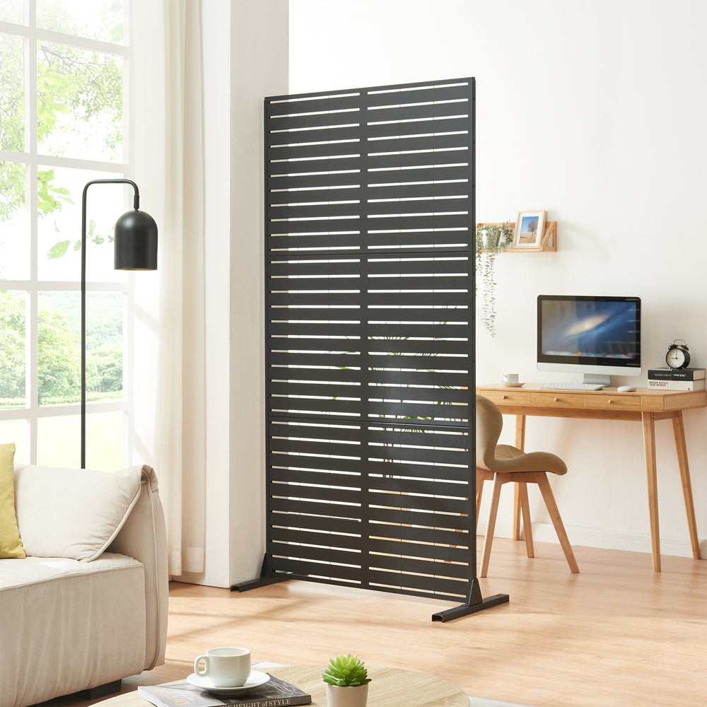 Indoor Trennwand Trolu Stahl 200x100x50 cm Schwarz [casa.pro] - premiumXL