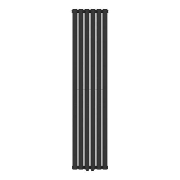 Termosifone Nore ad Acqua Calda Pannello Doppio con Elementi Tubolari 160 x 36 cm Nero [neu.haus] 