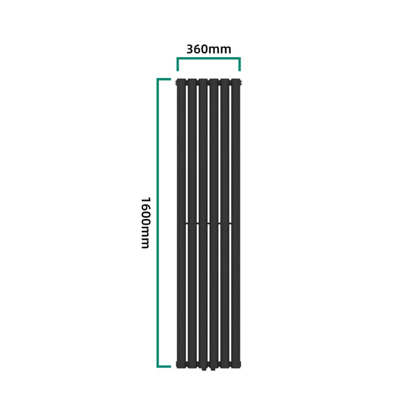 Termosifone Nore ad Acqua Calda Pannello Doppio con Elementi Tubolari 160 x 36 cm Nero [neu.haus] 