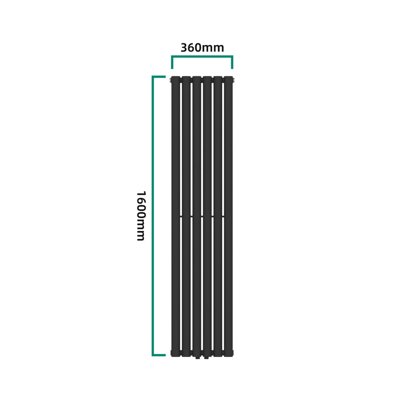 Schizzo in scala Termosifone Nore ad Acqua Calda Pannello Singolo con Elementi Tubolari 160 x 36 cm Nero [neu.haus] 