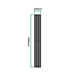Termosifone Nore ad Acqua Calda Pannello Singolo con Elementi Tubolari 180 x 24 cm Nero [neu.haus] 