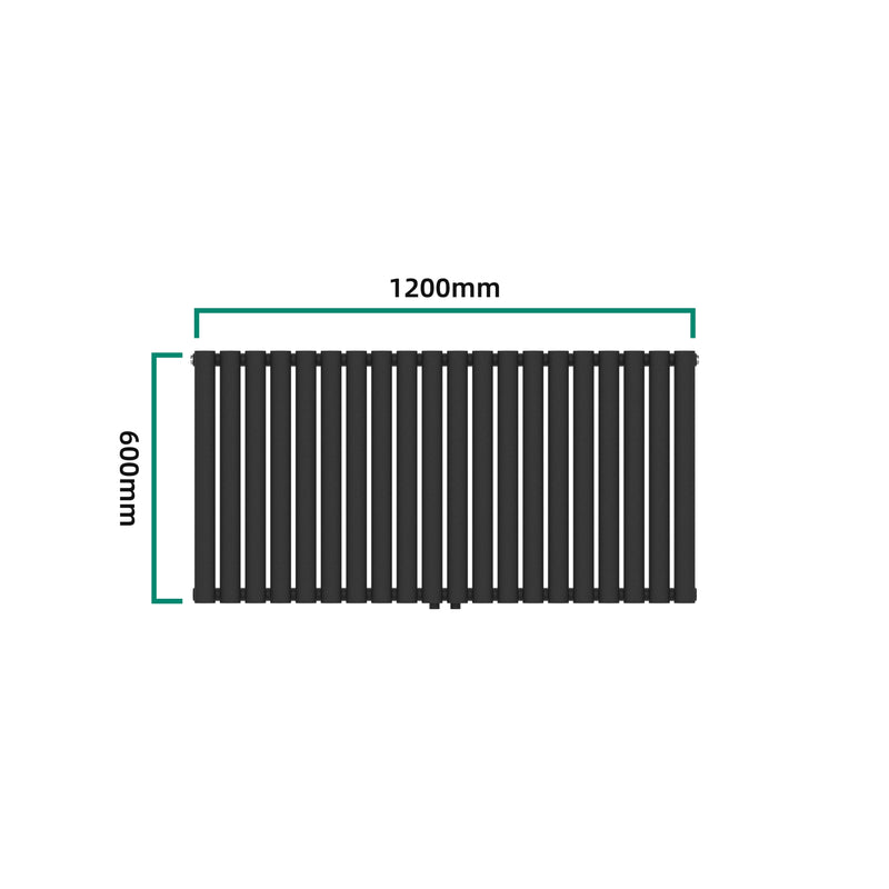 Schizzo in scala Termosifone Nore ad Acqua Calda Pannello Singolo con Elementi Tubolari 60 x 120 cm Nero [neu.haus] 