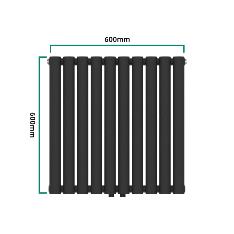 Schizzo in scala Termosifone Nore ad Acqua Calda Pannello Singolo con Elementi Tubolari 60 x 60 cm Nero [neu.haus] 