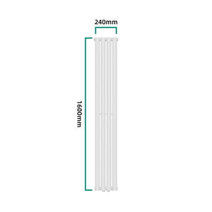 Termosifone Nore ad Acqua Calda Pannello Doppio con Elementi Tubolari 160 x 24 cm Bianco [neu.haus] 