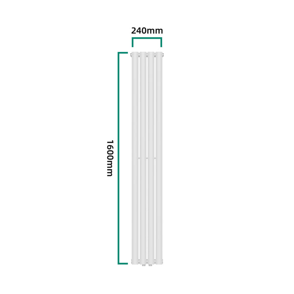 Termosifone Nore ad Acqua Calda Pannello Singolo con Elementi Tubolari 160 x 24 cm - Bianco [neu.haus] 