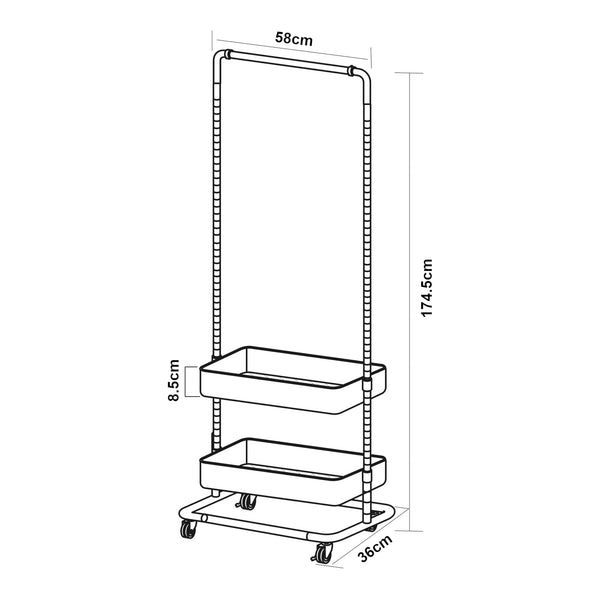 Appendiabiti su ruote Kumad 175x58x36 cm [en.casa]