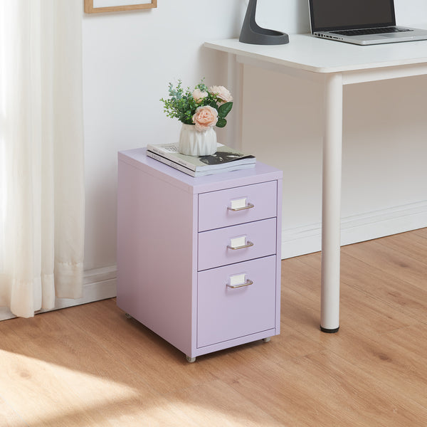 Cassettiera Kökar in Acciaio Mobile Archivio con 3 Cassetti e Rotelle - Vari Colori [en.casa]