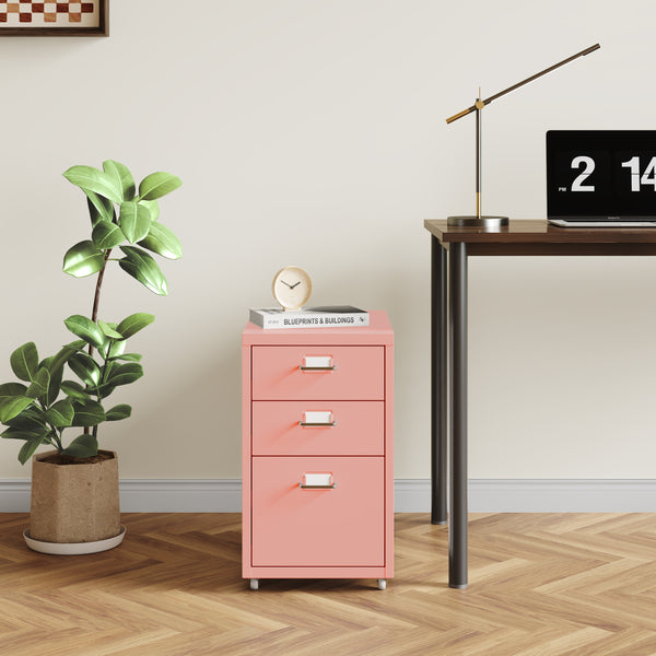 Cassettiera Kökar in Acciaio Mobile Archivio con 3 Cassetti e Rotelle - Vari Colori [en.casa]