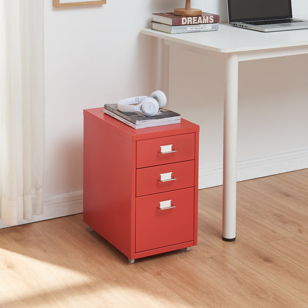Cassettiera Kökar in Acciaio Mobile Archivio con 3 Cassetti e Rotelle - Vari Colori [en.casa]