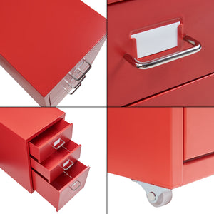 Cassettiera Kökar in Acciaio Mobile Archivio con 3 Cassetti e Rotelle - Vari Colori [en.casa]