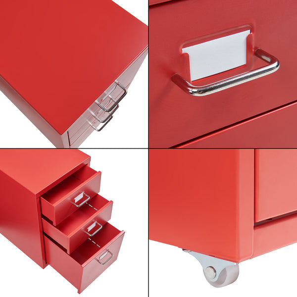 Cassettiera Kökar in Acciaio Mobile Archivio con 3 Cassetti e Rotelle - Vari Colori [en.casa]
