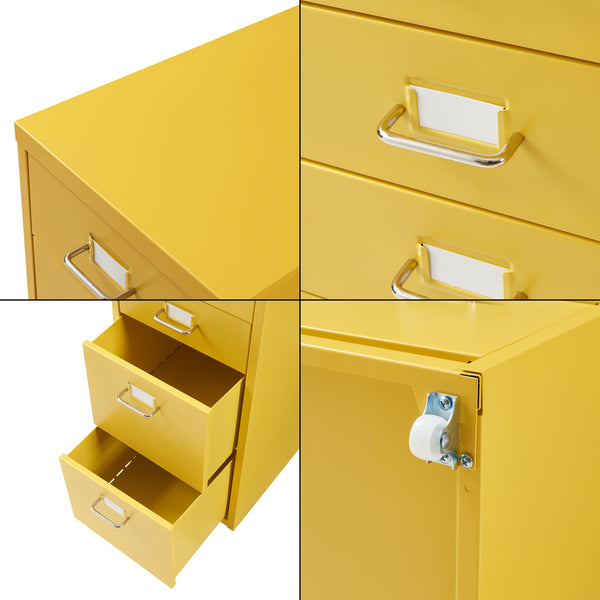 Cassettiera Kökar in Acciaio Mobile Archivio con 8 Cassetti e Rotelle - Vari Colori [en.casa]

