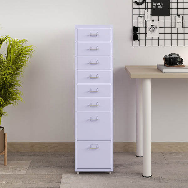 Cassettiera Kökar in Acciaio Mobile Archivio con 8 Cassetti e Rotelle - Vari Colori [en.casa]

