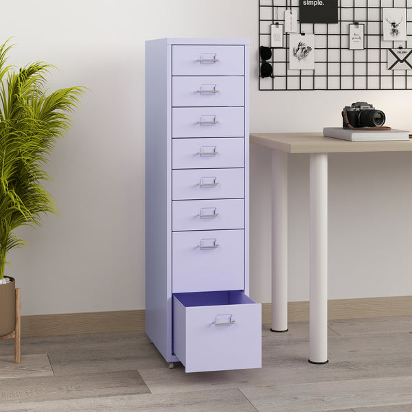 Cassettiera Kökar in Acciaio Mobile Archivio con 8 Cassetti e Rotelle - Vari Colori [en.casa]

