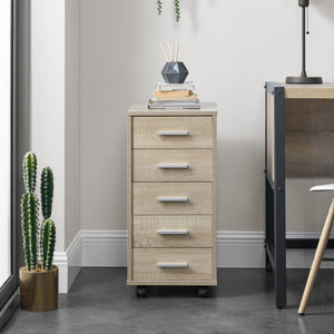 Cassettiera a Ruote Comodino con 5 Cassetti 63 x 33 x 38 cm [en.casa]