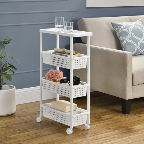 Carrello Portaoggetti con Ripiani e Ruote - Bianco [en.casa]