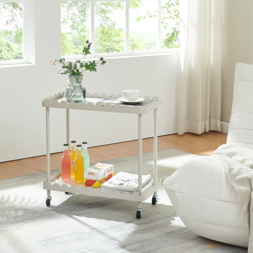 Carrello Portaoggetti Bolmanralu a 2 Ripiani e Rotelle 60 x 61 x 31 cm Struttura in Acciaio - Grigio [en.casa]