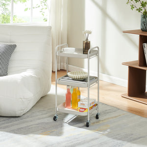 Carrello di Servizio Kelevn Portatutto a 3 Ripiani e Rotelle 67 x 33 x 31 cm in Acciaio - Grigio [en.casa]