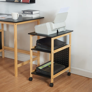 Rollwagen Dønna 61x51x36cm Schwarz/Holzfarben [en.casa] - premiumXL