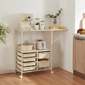 Carrello Sørfold con cassette 100x37x85cm Bianco [en.casa]