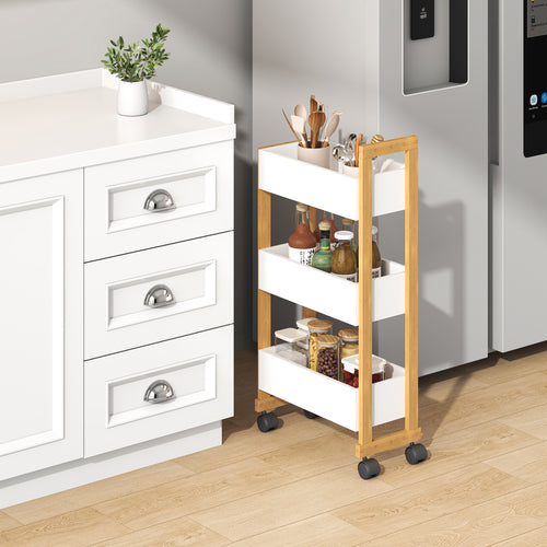 Carrello Varulta 80x41x20 cm Naturale/Bianco [en.casa]