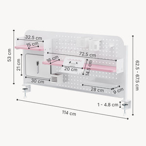 Organizzatore Sauda Pannello Forato da Scrivania con Morsetti 114x68 cm  [en.casa]