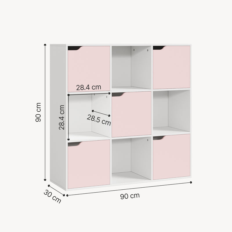 Schizzo in scala Scaffale per Cameretta Ljunshund con Vani Chiusi e Aperti 90 x 90 x 30 cm - Vari Colori [en.casa]