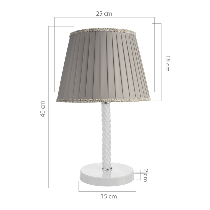Schizzo in scala Lampada da Comodino 'Kilbride' con Paralume in Tessuto e Stelo in Metallo e Vetro - Vari Colori [lux.pro]