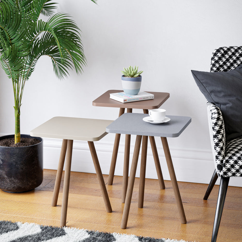 Set di tavolini Hobro 3 pezzi quadrati 49x34x34 cm [en.casa] - premiumXL