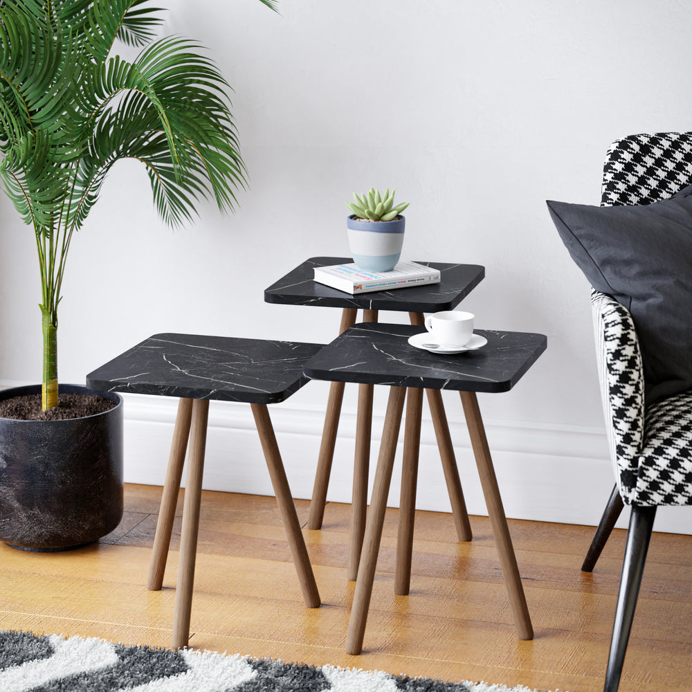 Set di tavolini Hobro 3 pezzi quadrati 49x34x34 cm [en.casa] - premiumXL