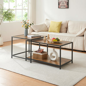 Tavolino Kurghore 2 pz. - nero/effetto rovere scuro [en.casa] - premiumXL