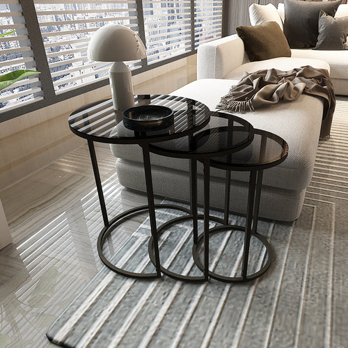 Set di tavolini Kyyjärvi in 3 pezzi diversi colori [en.casa] - premiumXL