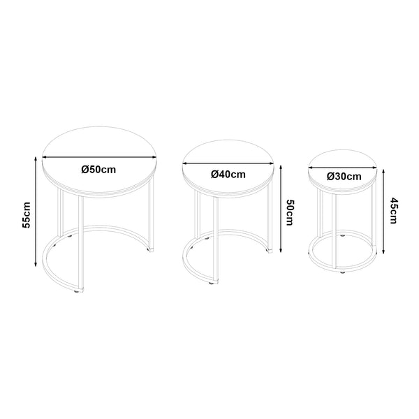 Tavolino Bornholm set da 3 in diversi colori [en.casa]