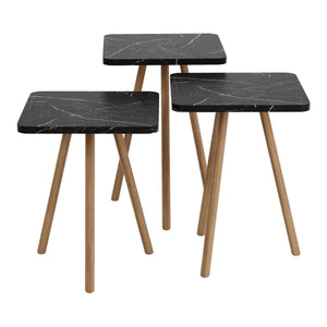 Set di 3 Tavolini Bassi da Salotto 'Hobro' in Altezze Diverse - Piano Quadrato e Gambe in Faggio - Vari colori [en.casa]