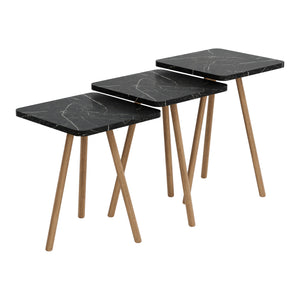 Set di 3 Tavolini Bassi da Salotto 'Hobro' in Altezze Diverse - Piano Quadrato e Gambe in Faggio - Vari colori [en.casa]