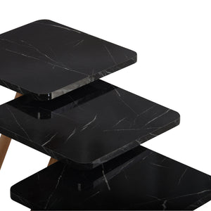 Set di 3 Tavolini Bassi da Salotto 'Hobro' in Altezze Diverse - Piano Quadrato e Gambe in Faggio - Vari colori [en.casa]