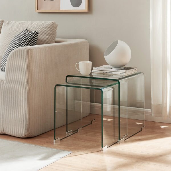 Set Kariengem di 2 Tavolini Sovrapponibili in Vetro [en.casa] 