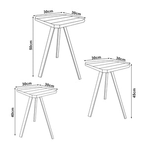 Set di 3 Tavolini Bassi da Salotto Masku Tavolini Sovrapponibili in Legno di Pino - Naturale / Tinto [en.casa]