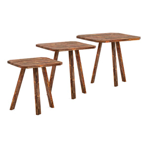 Set di 3 Tavolini Bassi da Salotto Masku Tavolini Sovrapponibili in Legno di Pino - Naturale / Tinto [en.casa]