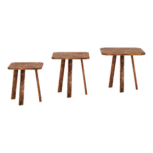 Set di 3 Tavolini Bassi da Salotto Masku Tavolini Sovrapponibili in Legno di Pino - Naturale / Tinto [en.casa]